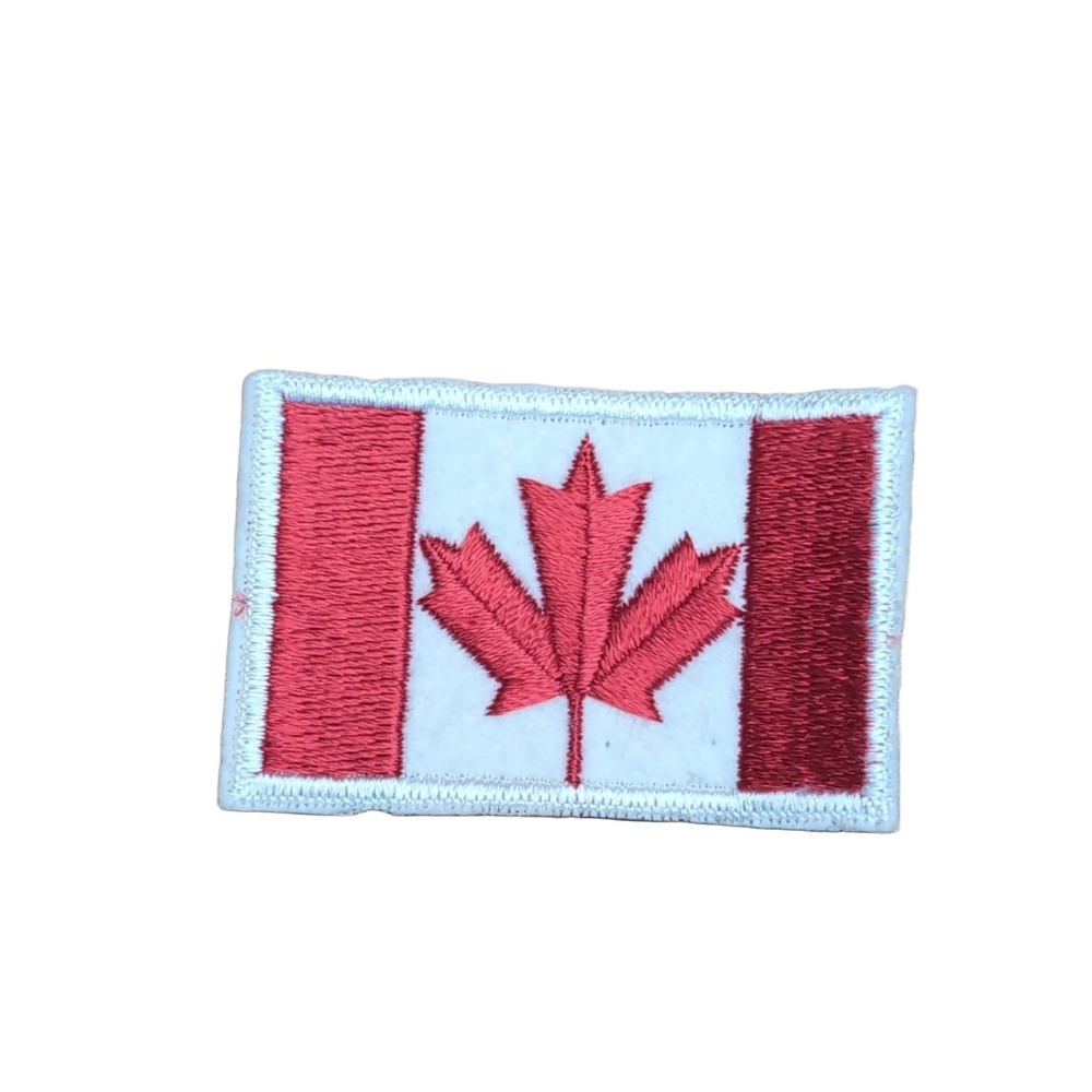 Canadian Flag Embroidered Patch Red White Canada Fabric Emblem